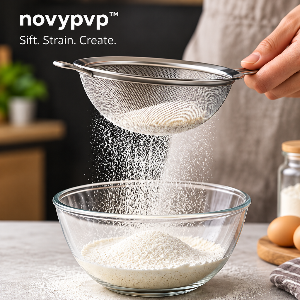 novypvp™ Stainless Steel Fine-Mesh Strainer Set, 3-Piece Handheld Sieves for Sifting Flour and Straining Sauces