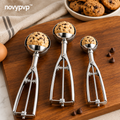 novypvp™ Cookie Dough Scoop Set, 3-Piece Stainless Steel Portion Scoops with Squeeze Handles