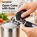 novypvp™ Manual Can Opener, Side-Cutting Kitchen Tin Opener with Large Turning Knob and Soft-Touch Handles